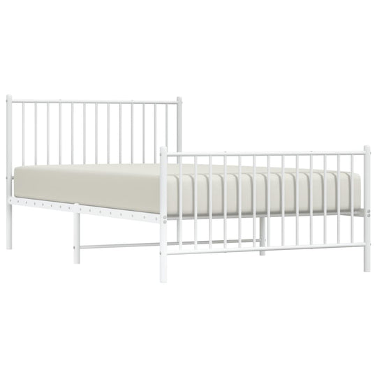 Metal Bed Frame without Mattress with Footboard White 107x203 cm King Single