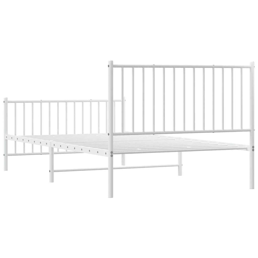 Metal Bed Frame without Mattress with Footboard White 107x203 cm King Single