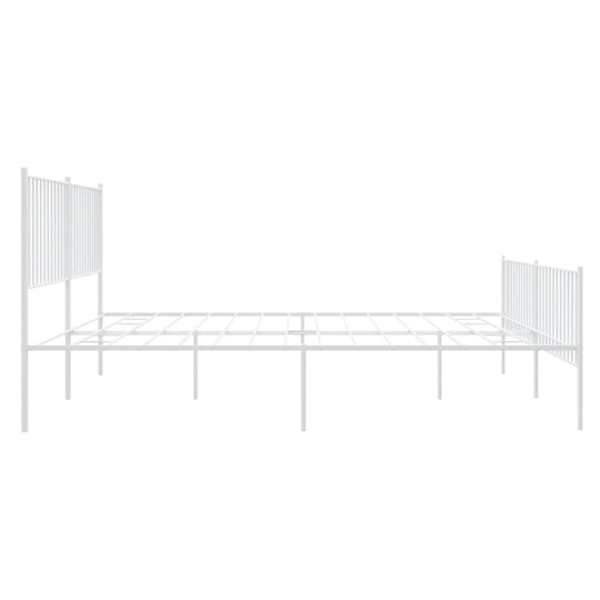 Metal Bed Frame without Mattress with Footboard White 183x203 cm King