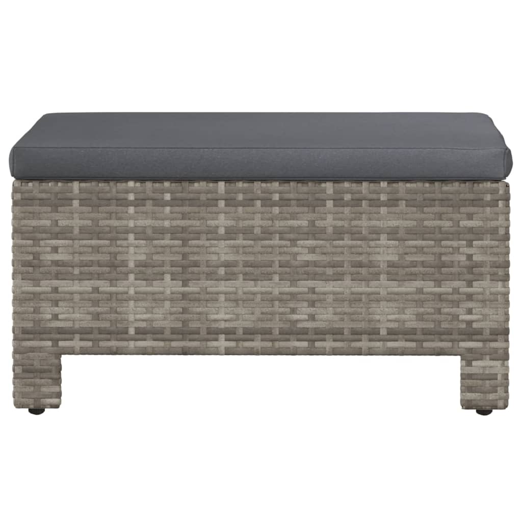 Garden Footrest with Cushion Grey Poly Rattan