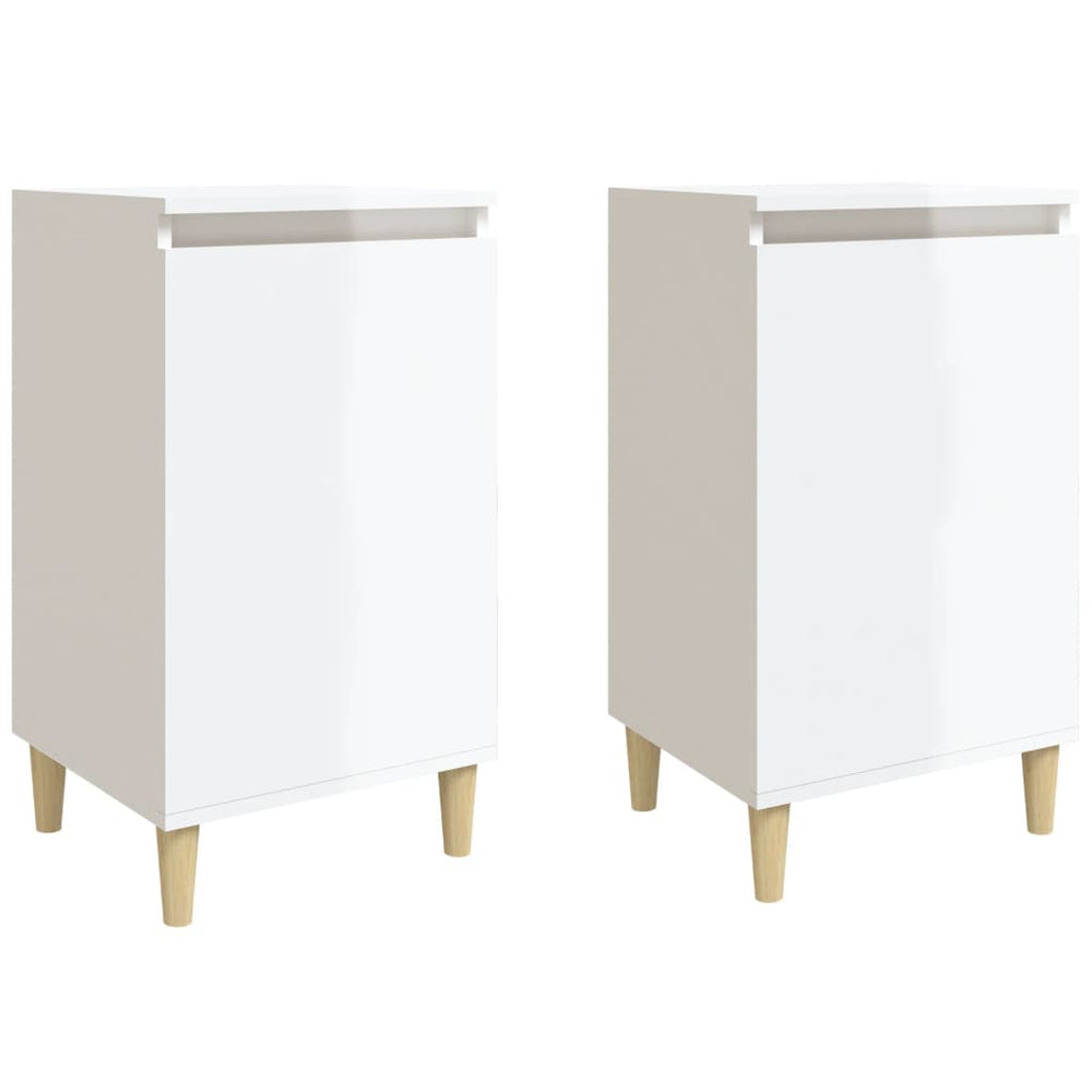 Bedside Cabinets 2 pcs High Gloss White 40x35x70 cm Engineered Wood