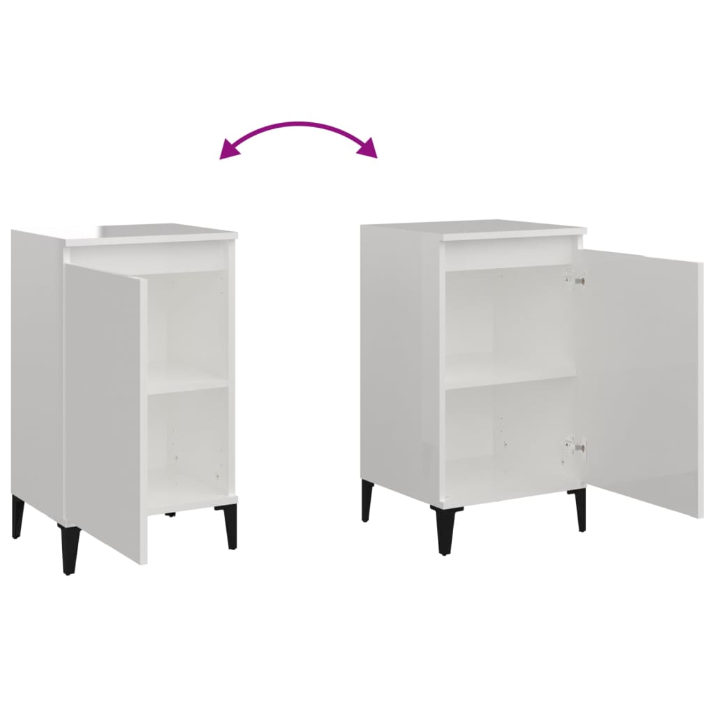 Bedside Cabinets 2 pcs High Gloss White 40x35x70cm Engineered Wood