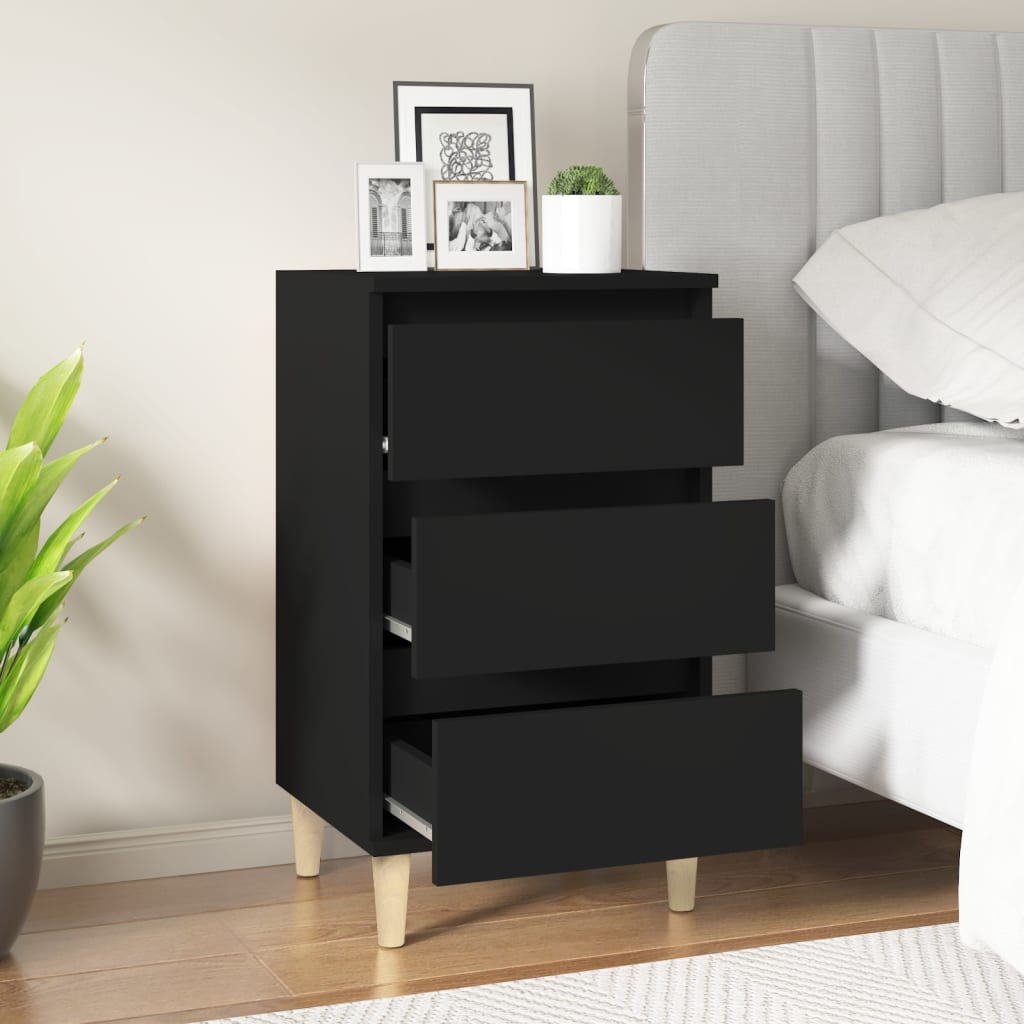 Bedside Cabinet Black 40x35x70 cm Engineered Wood