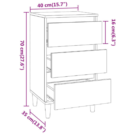 Bedside Cabinet Black 40x35x70 cm Engineered Wood