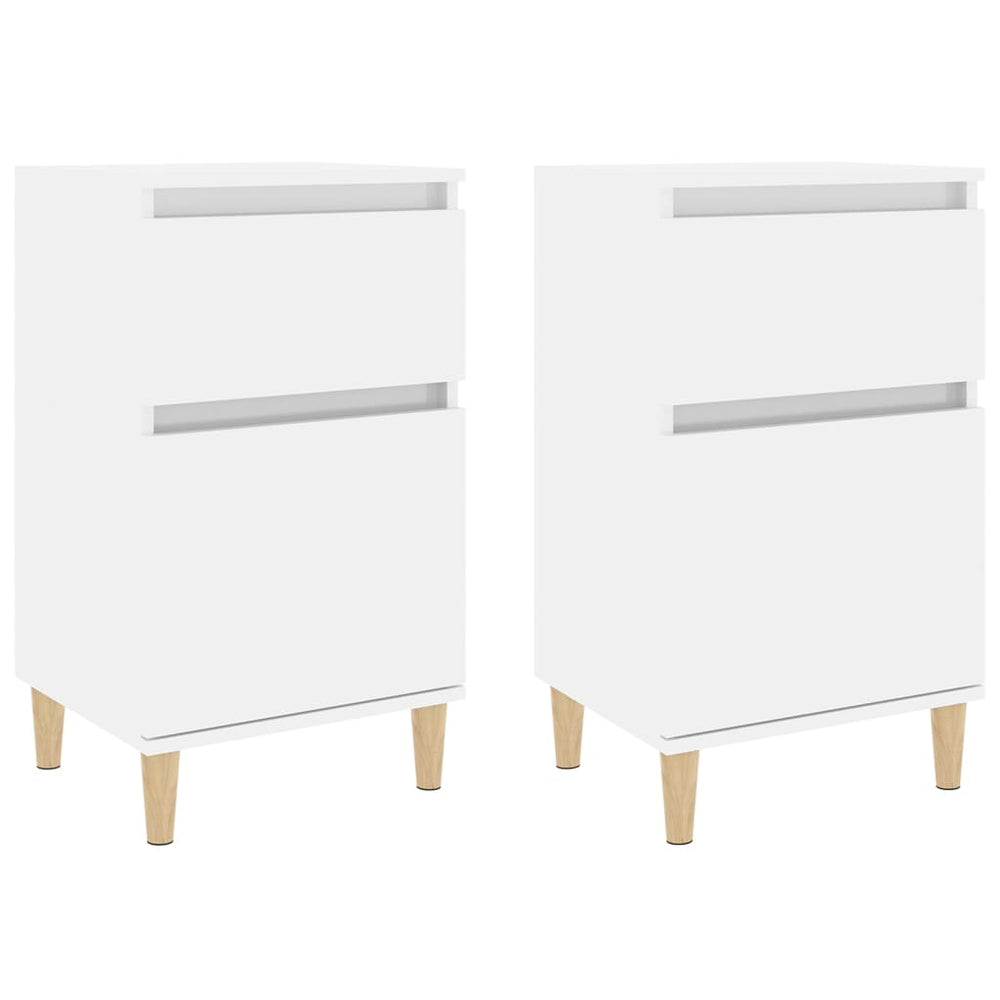 Bedside Cabinets 2 pcs High Gloss White 40x35x70 cm