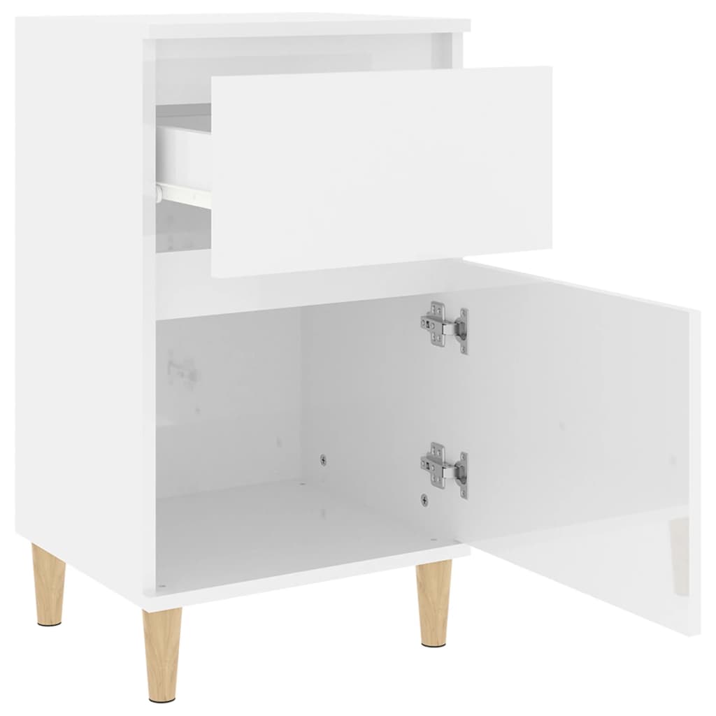 Bedside Cabinets 2 pcs High Gloss White 40x35x70 cm