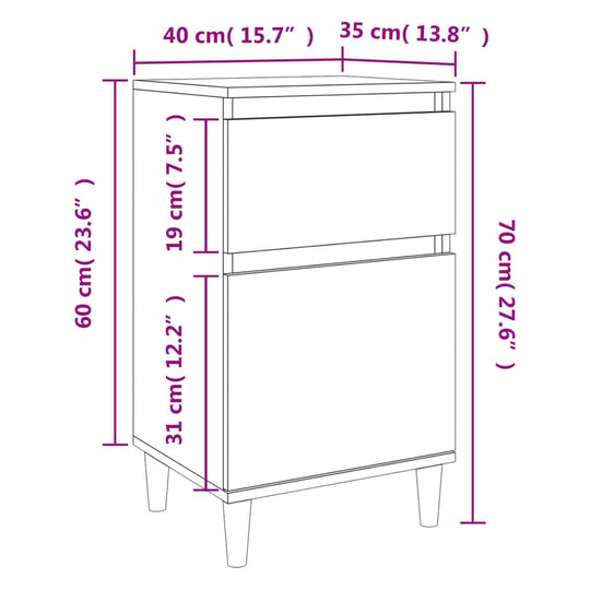 Bedside Cabinets 2 pcs Brown Oak 40x35x70 cm