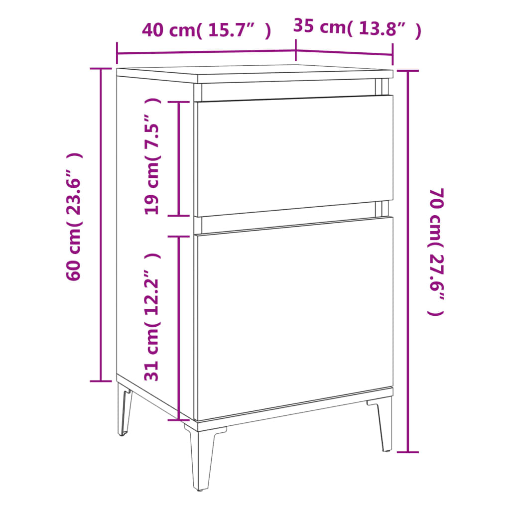 Bedside Cabinets 2 pcs Sonoma Oak 40x35x70 cm