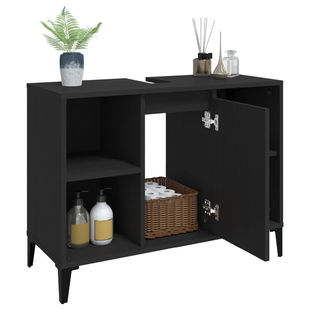 Sink Cabinet Black 80x33x60 cm Engineered Wood