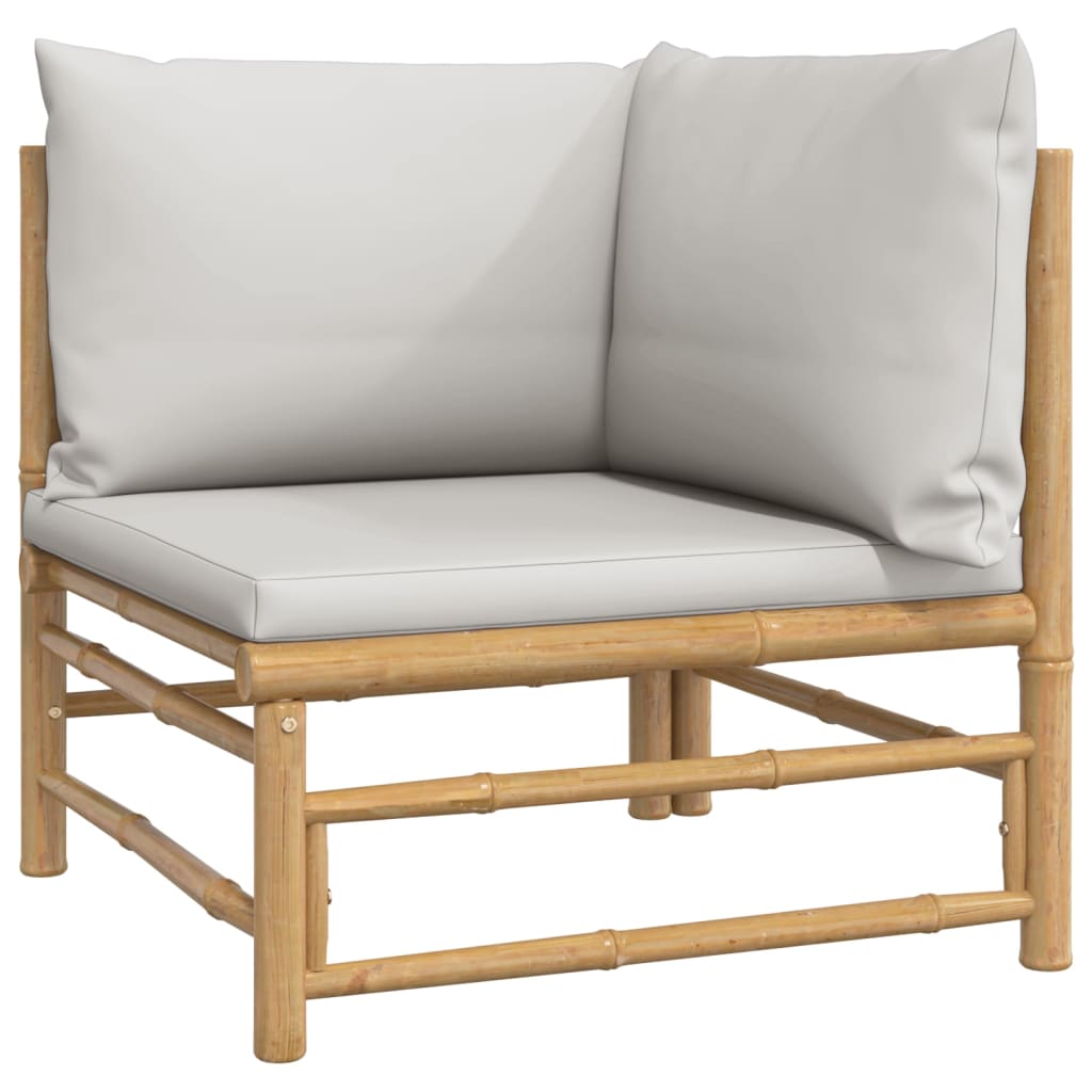 10 Piece Garden Lounge Set with Light Grey Cushions Bamboo