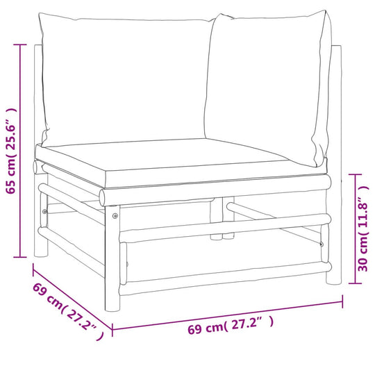 10 Piece Garden Lounge Set with Light Grey Cushions Bamboo