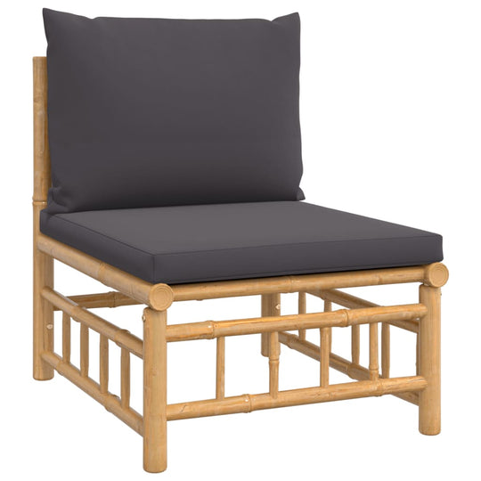 10 Piece Garden Lounge Set with Dark Grey Cushions  Bamboo