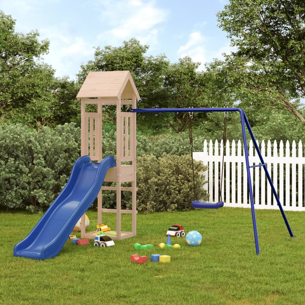 Brown, feed-cond-new, feed-sl-vidaXL Freight Payable, new, Outdoor Play Equipment, parcel, Swing Sets & Playsets, Toys & Games, Toys & Games > Outdoor Play Equipment > Swing Sets & Playsets, vidaXLOutdoor Playset Solid Wood Pine - Premium Swing Sets & Playsets from vidaXL - Just $378! Shop Online Buy Now at S & D's Value Store Family Business Best Customer Service