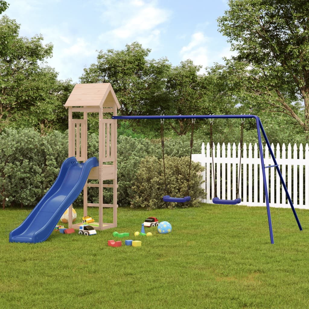 Brown, feed-cond-new, feed-sl-vidaXL Freight Payable, new, Outdoor Play Equipment, parcel, Swing Sets & Playsets, Toys & Games, Toys & Games > Outdoor Play Equipment > Swing Sets & Playsets, vidaXLOutdoor Playset Solid Wood Pine - Premium Swing Sets & Playsets from vidaXL - Just $385! Shop Online Buy Now at S & D's Value Store Family Business Best Customer Service