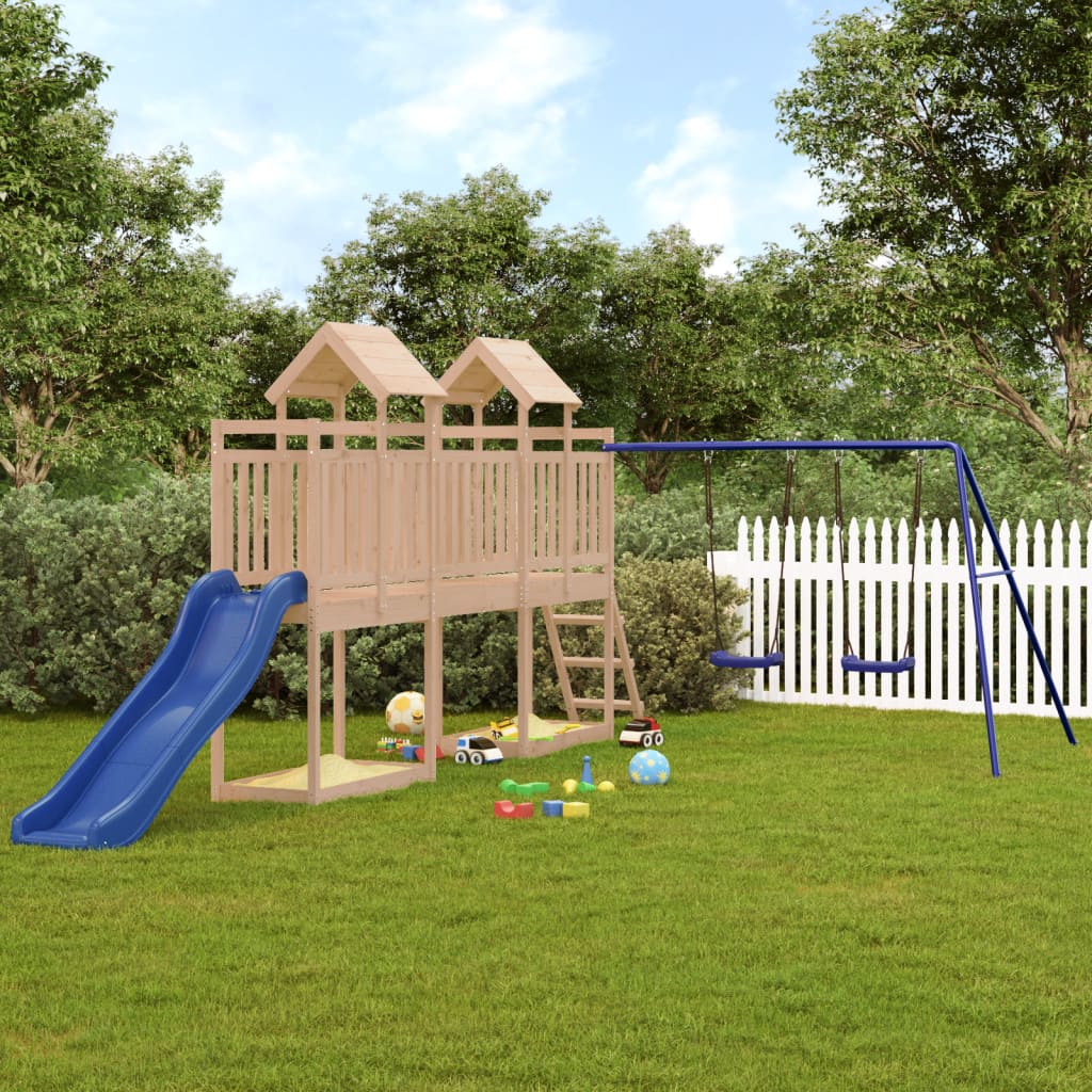 Brown, feed-cond-new, feed-sl-vidaXL Freight Payable, new, Outdoor Play Equipment, parcel, Swing Sets & Playsets, Toys & Games, Toys & Games > Outdoor Play Equipment > Swing Sets & Playsets, vidaXLOutdoor Playset Solid Wood Pine - Premium Swing Sets & Playsets from vidaXL - Just $831! Shop Online Buy Now at S & D's Value Store Family Business Best Customer Service