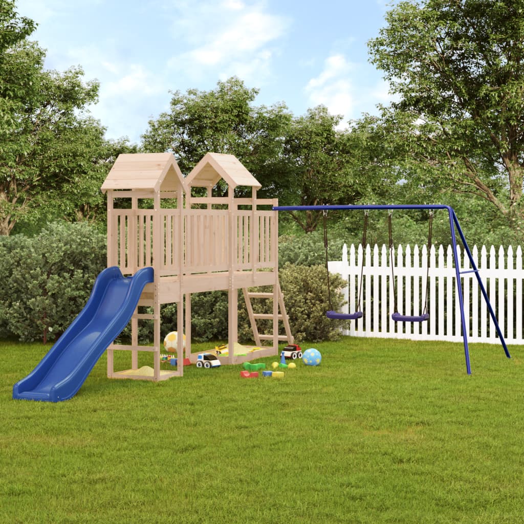 Brown, feed-cond-new, feed-sl-vidaXL Freight Payable, new, Outdoor Play Equipment, parcel, Swing Sets & Playsets, Toys & Games, Toys & Games > Outdoor Play Equipment > Swing Sets & Playsets, vidaXLOutdoor Playset Solid Wood Pine - Premium Swing Sets & Playsets from vidaXL - Just $728! Shop Online Buy Now at S & D's Value Store Family Business Best Customer Service