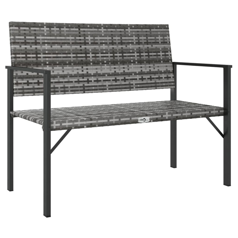 2-Seater Garden Bench Grey Poly Rattan