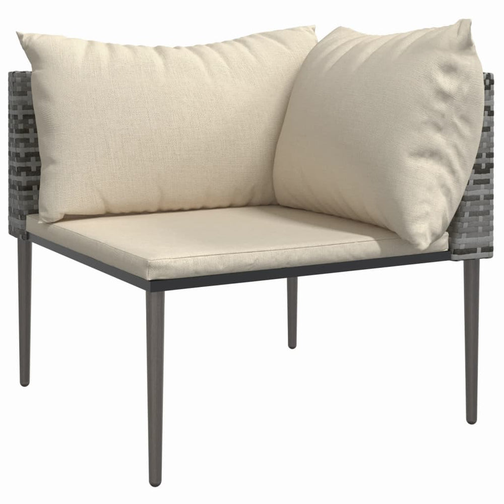 Garden Corner Sofa with Cushions Grey Poly Rattan