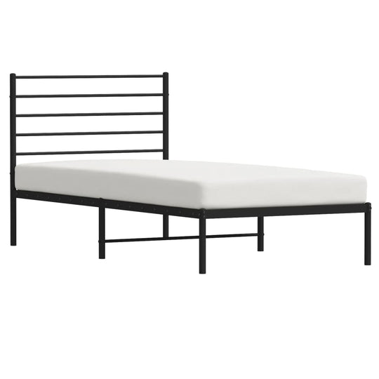 Metal Bed Frame without Mattress with Headboard Black 90x190 cm