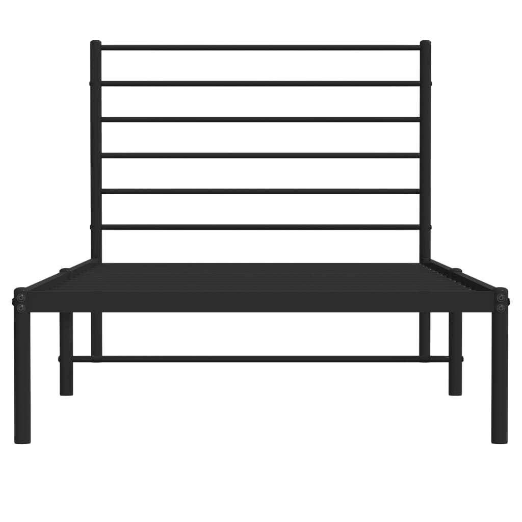 Metal Bed Frame without Mattress with Headboard Black 90x190 cm