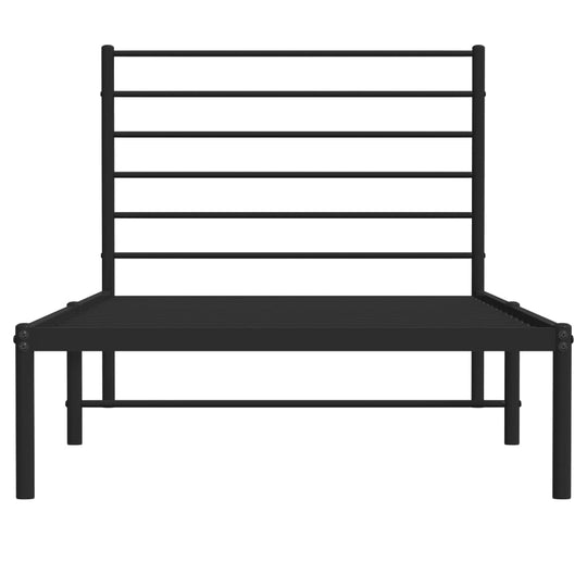 Metal Bed Frame without Mattress with Headboard Black 90x190 cm