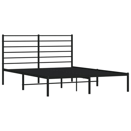 Metal Bed Frame without Mattress with Headboard Black 135x190 cm