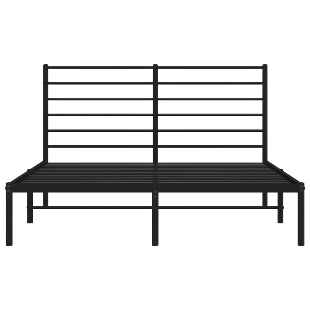 Metal Bed Frame without Mattress with Headboard Black 135x190 cm