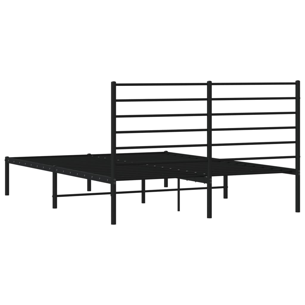 Metal Bed Frame without Mattress with Headboard Black 135x190 cm