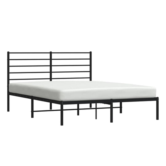 Metal Bed Frame without Mattress with Headboard Black 150x200 cm