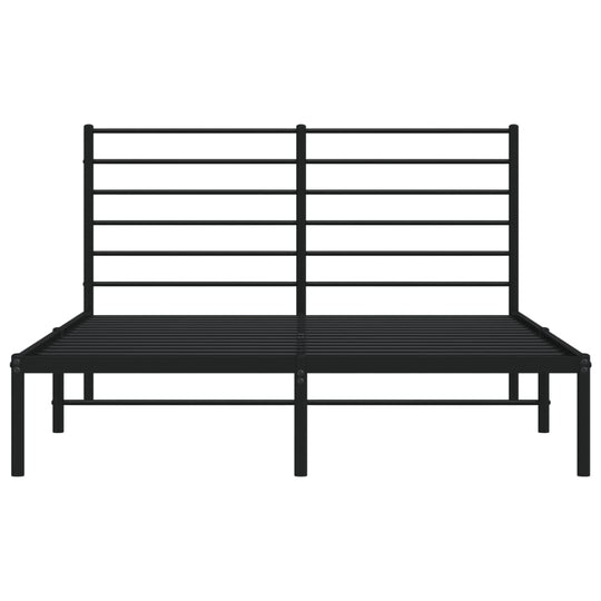 Metal Bed Frame without Mattress with Headboard Black 150x200 cm