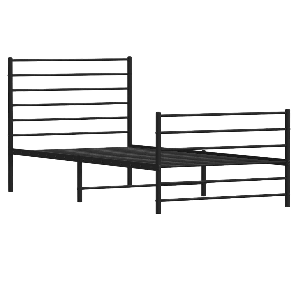 Metal Bed Frame without Mattress with Footboard Black 107x203 cm King Single