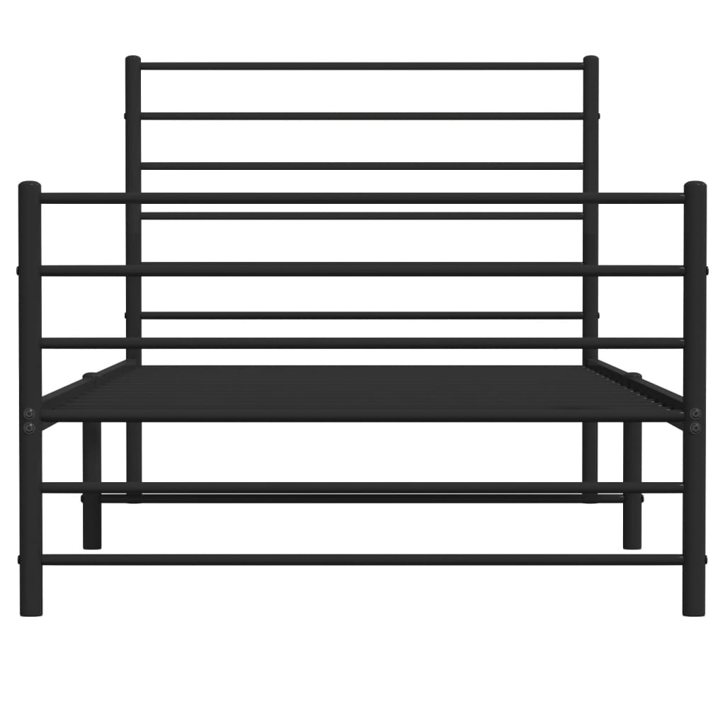 Metal Bed Frame without Mattress with Footboard Black 107x203 cm King Single