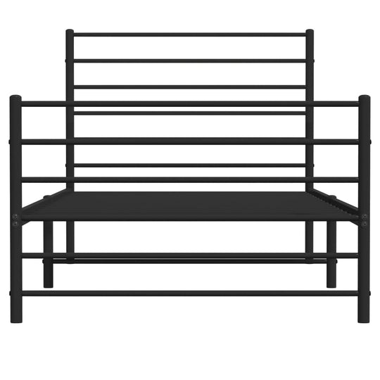 Metal Bed Frame without Mattress with Footboard Black 107x203 cm King Single