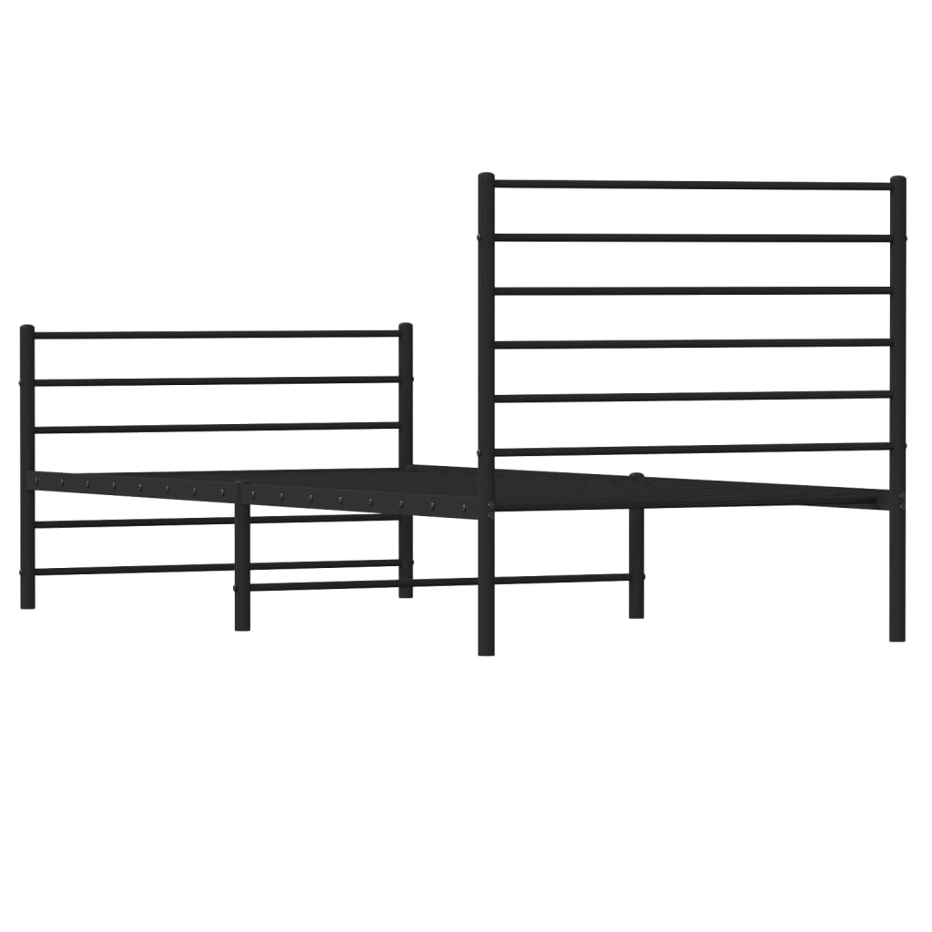 Metal Bed Frame without Mattress with Footboard Black 107x203 cm King Single