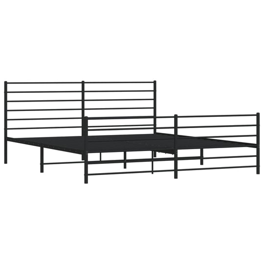 Metal Bed Frame without Mattress with Footboard Black 183x203 cm King