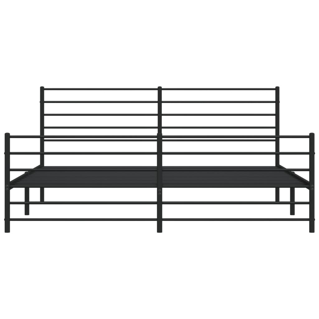 Metal Bed Frame without Mattress with Footboard Black 183x203 cm King