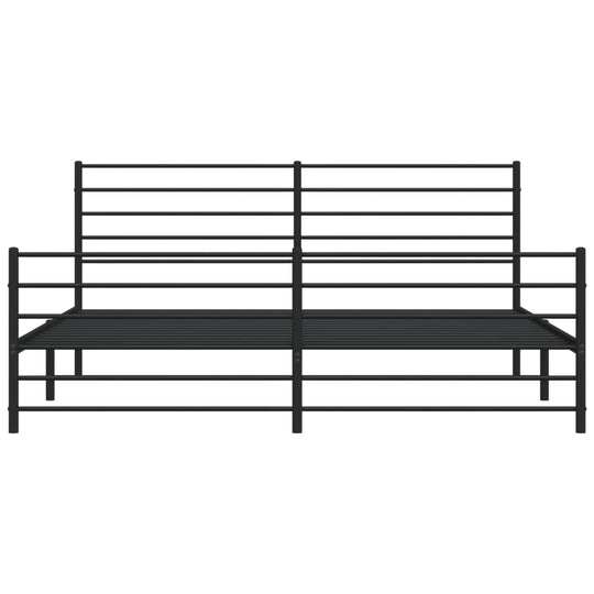 Metal Bed Frame without Mattress with Footboard Black 183x203 cm King