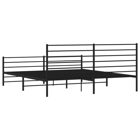 Metal Bed Frame without Mattress with Footboard Black 183x203 cm King