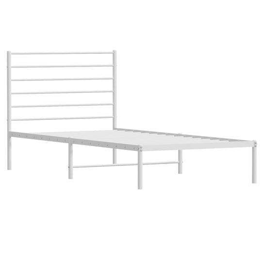 Metal Bed Frame without Mattress with Headboard White 107x203 cm King Single