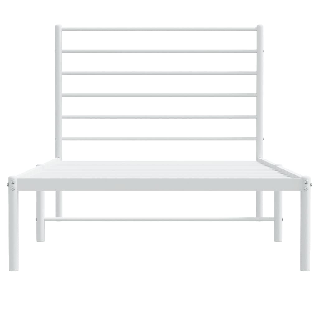 Metal Bed Frame without Mattress with Headboard White 107x203 cm King Single