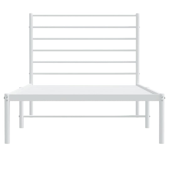 Metal Bed Frame without Mattress with Headboard White 107x203 cm King Single