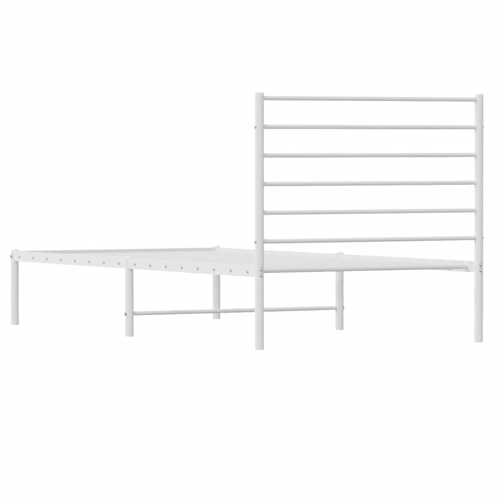 Metal Bed Frame without Mattress with Headboard White 107x203 cm King Single