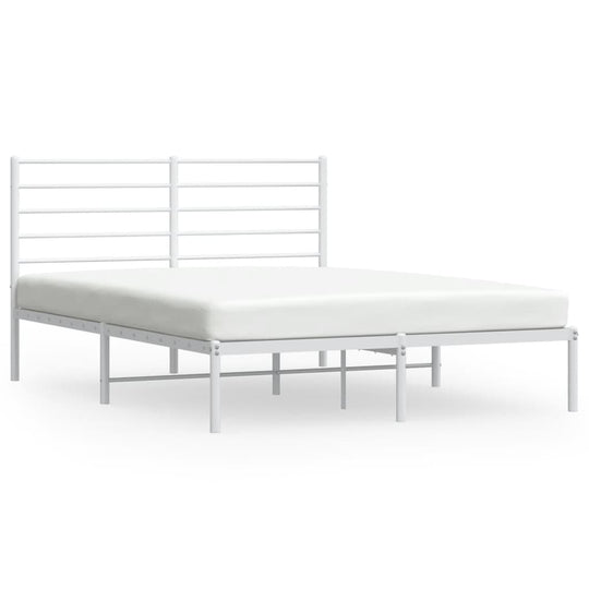 Metal Bed Frame without Mattress with Headboard White 150x200 cm