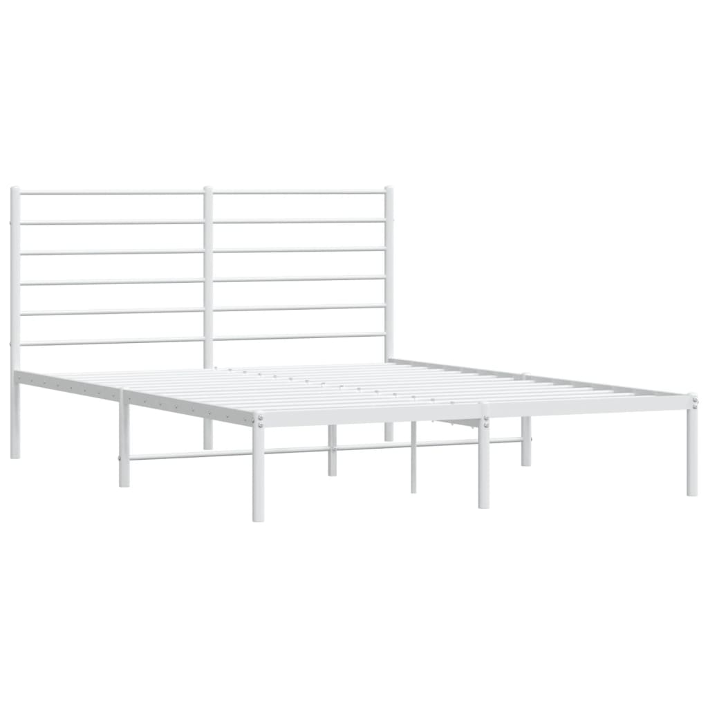 Metal Bed Frame without Mattress with Headboard White 150x200 cm