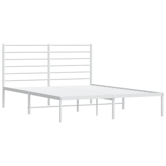 Metal Bed Frame without Mattress with Headboard White 150x200 cm