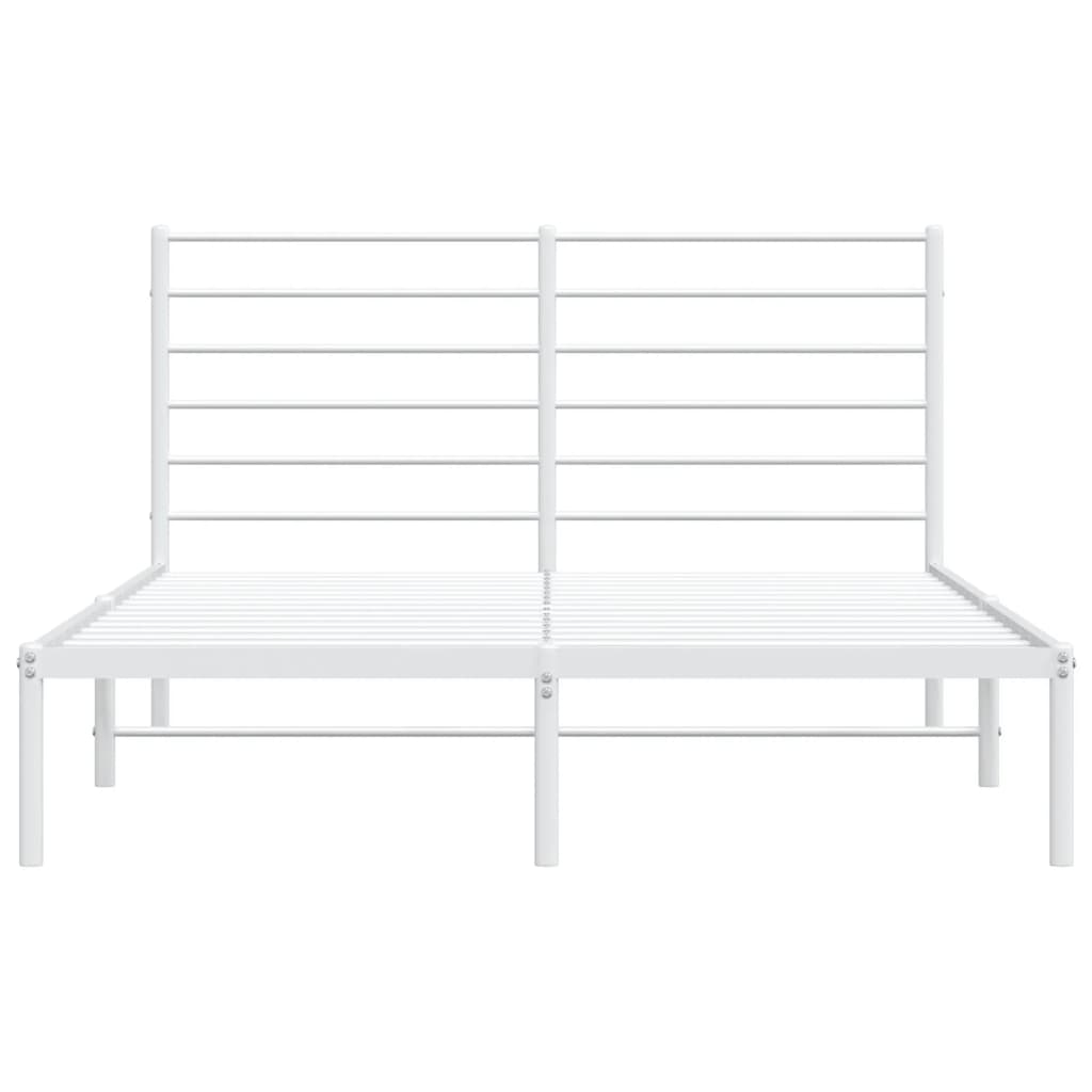 Metal Bed Frame without Mattress with Headboard White 150x200 cm