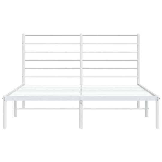 Metal Bed Frame without Mattress with Headboard White 150x200 cm