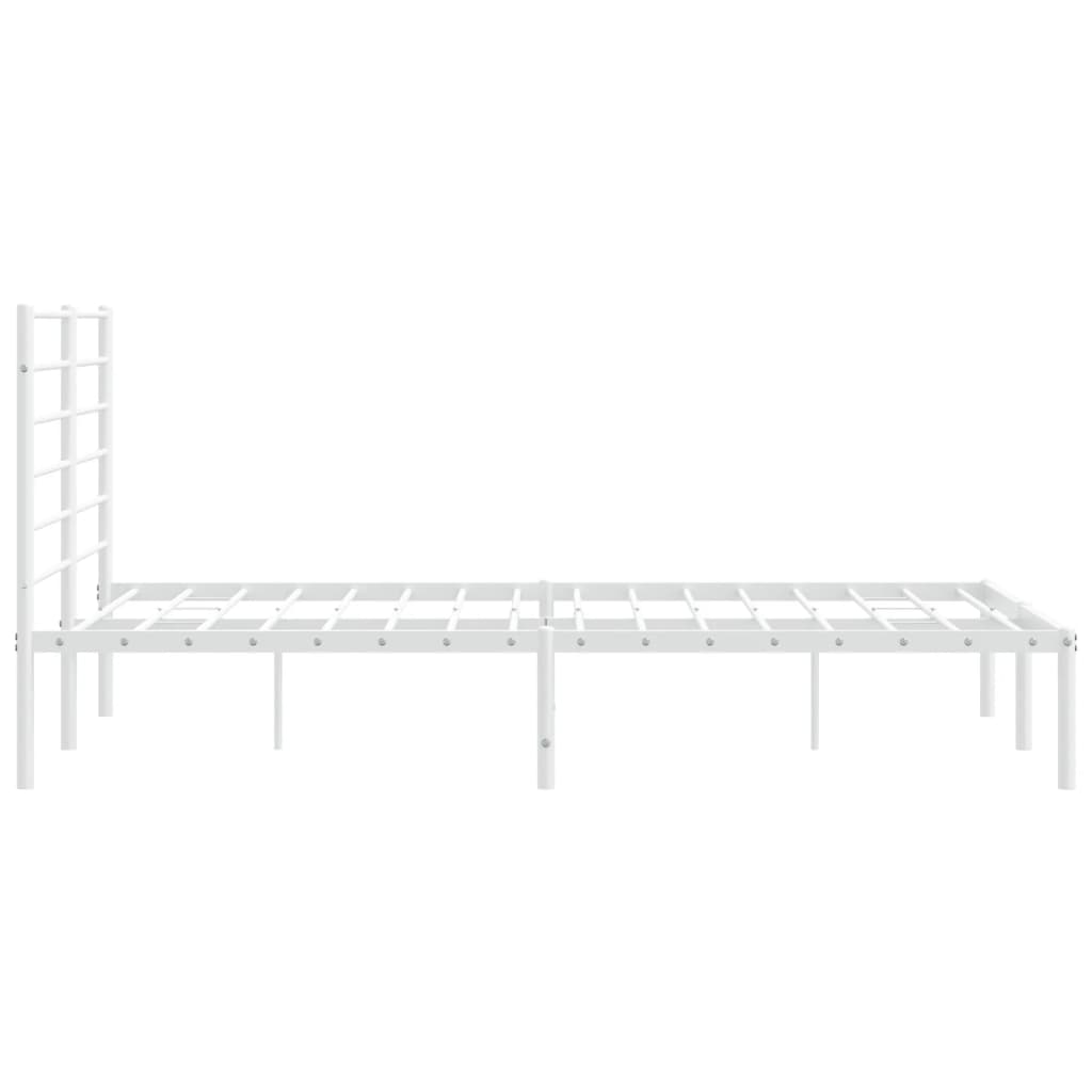 Metal Bed Frame without Mattress with Headboard White 150x200 cm