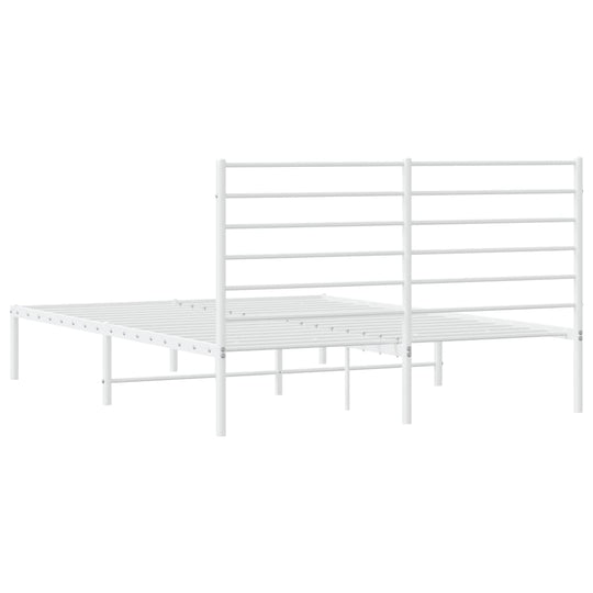 Metal Bed Frame without Mattress with Headboard White 150x200 cm