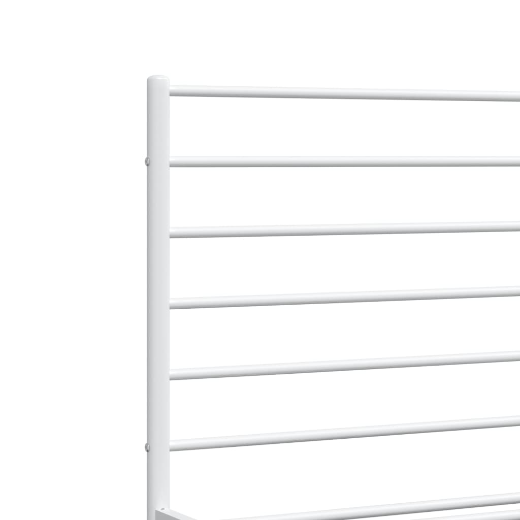 Metal Bed Frame without Mattress with Headboard White 150x200 cm